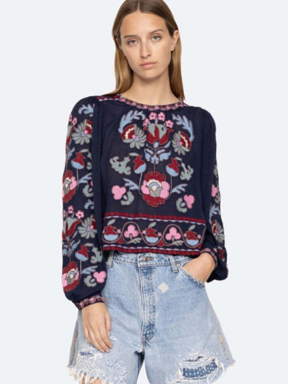 Sea New York Eclisse Embroidery Top Navy Multi Size Small